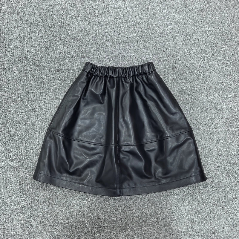 Women's Stretch Waist-defining Leather-look A-line Slim-fit Bubble Mini Skirt for Summer Outfits Office Weekend Slimming Everyday Date Night