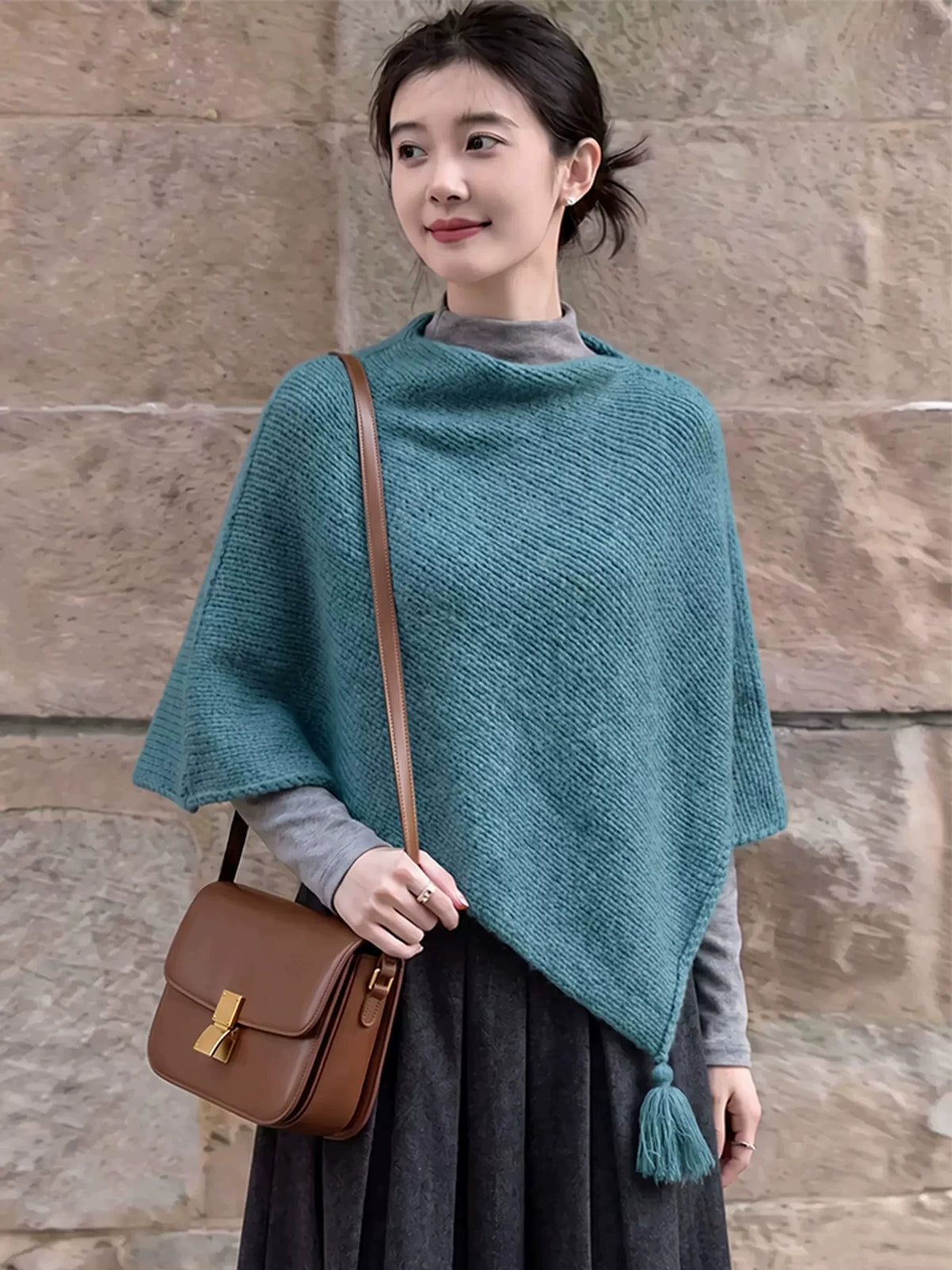 Women's Knit Shawl for Fall Winter Evening Office and Travel Everyday Wear Seasonal Look Gift Holiday Gift