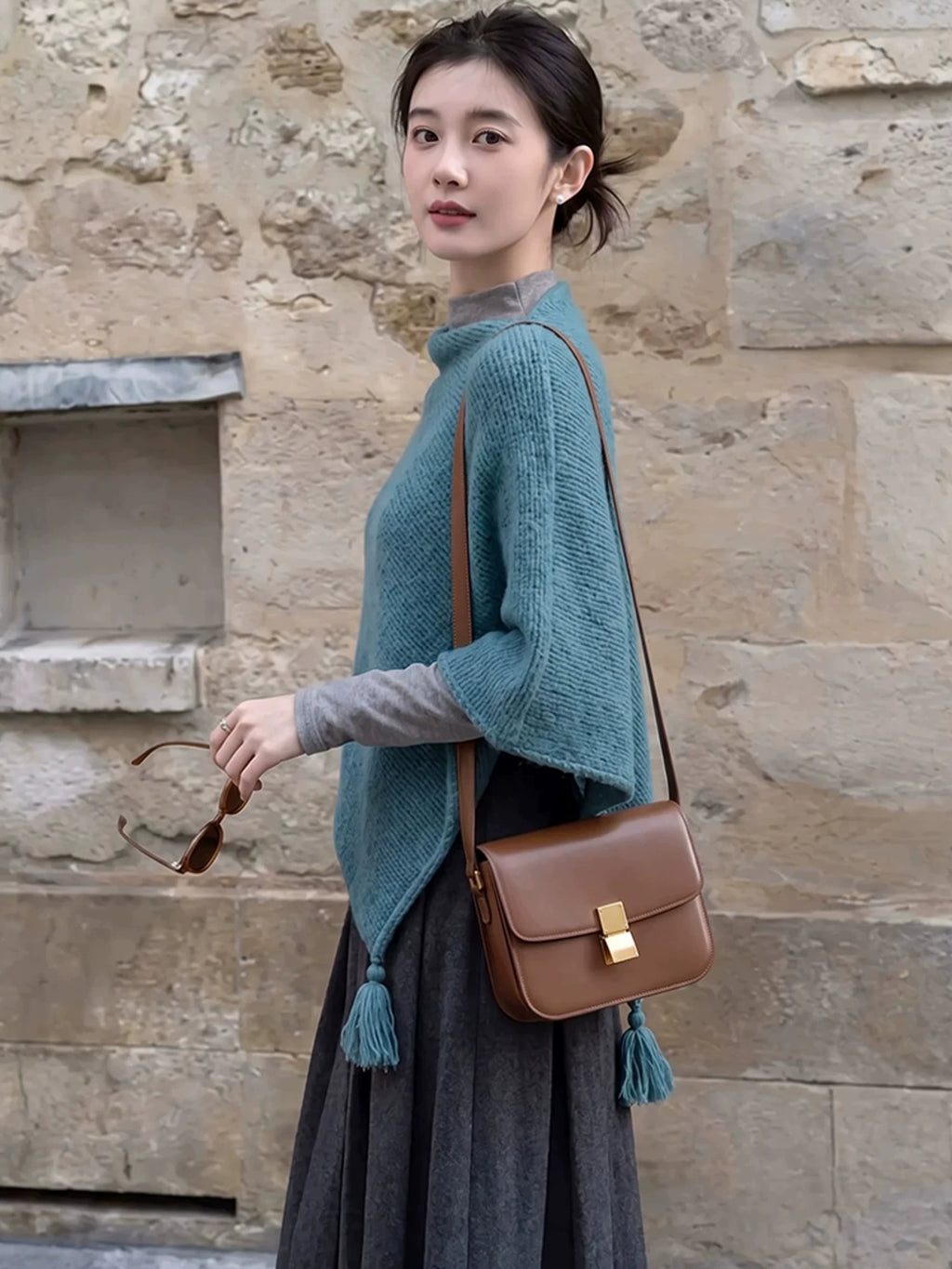 Women's Knit Shawl for Fall Winter Evening Office and Travel Everyday Wear Seasonal Look Gift Holiday Gift
