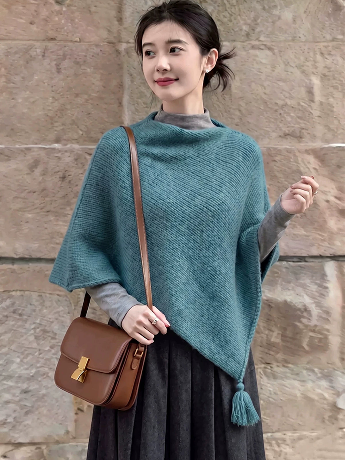 Women's Knit Shawl for Fall Winter Evening Office and Travel Everyday Wear Seasonal Look Gift Holiday Gift