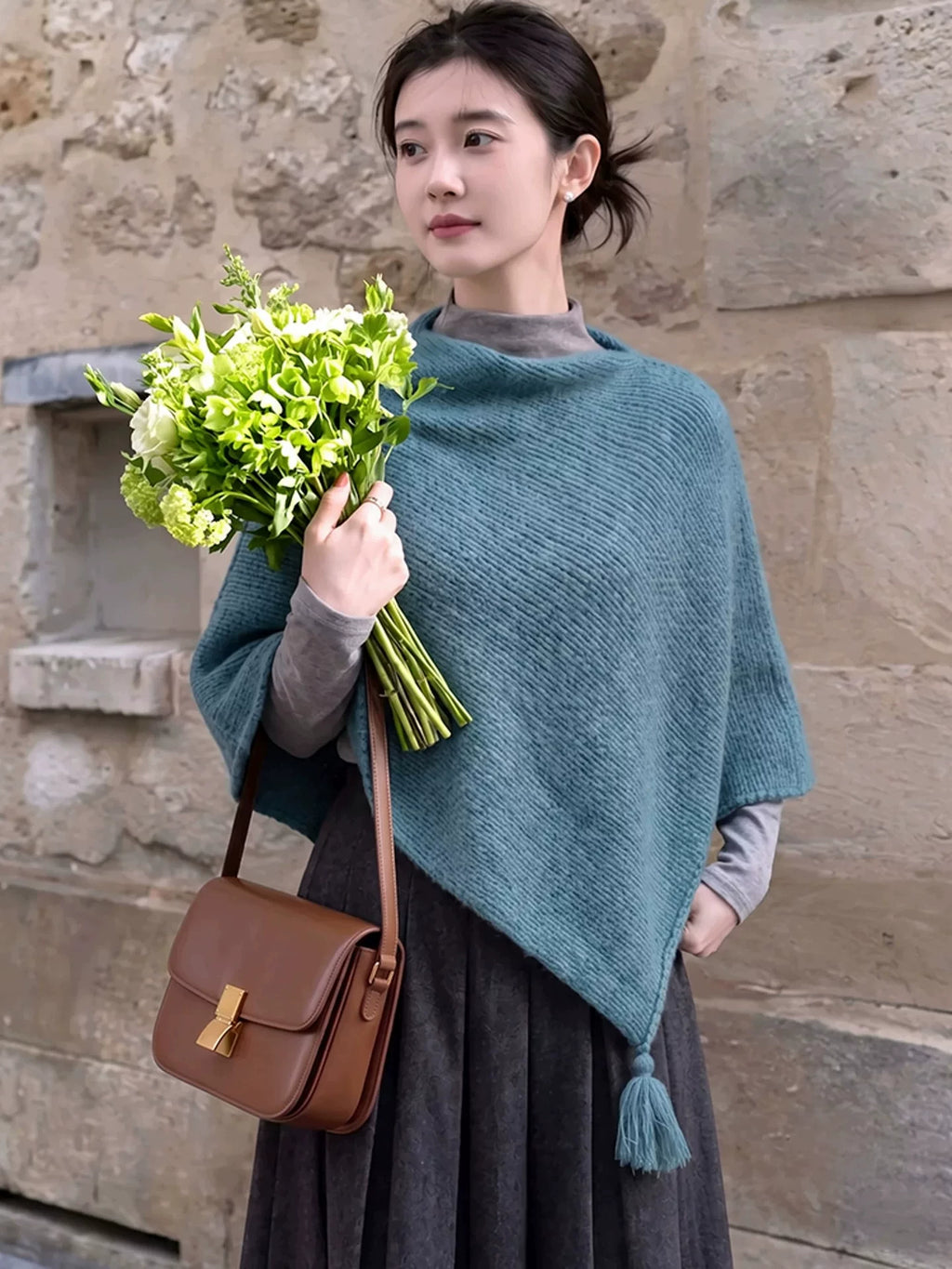 Women's Knit Shawl for Fall Winter Evening Office and Travel Everyday Wear Seasonal Look Gift Holiday Gift