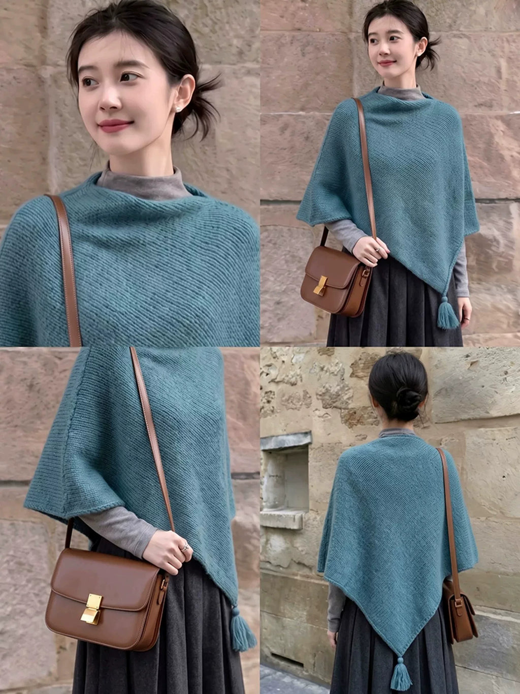 Women's Knit Shawl for Fall Winter Evening Office and Travel Everyday Wear Seasonal Look Gift Holiday Gift