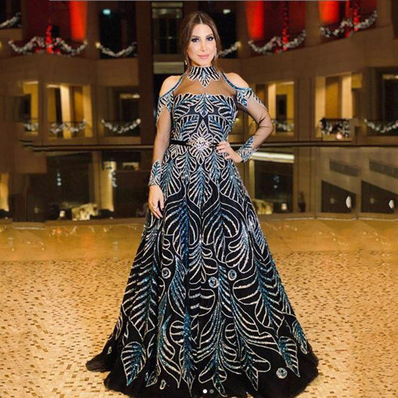 Women's Spring Summer Flare Party Evening Dress Formal Midi Dress Gown Black Tie
