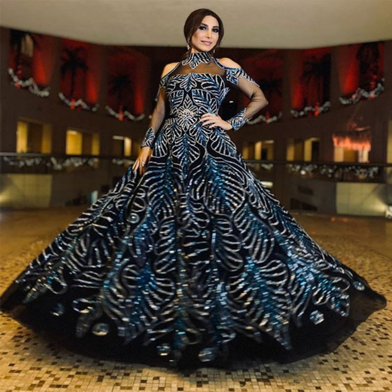 Women's Spring Summer Flare Party Evening Dress Formal Midi Dress Gown Black Tie