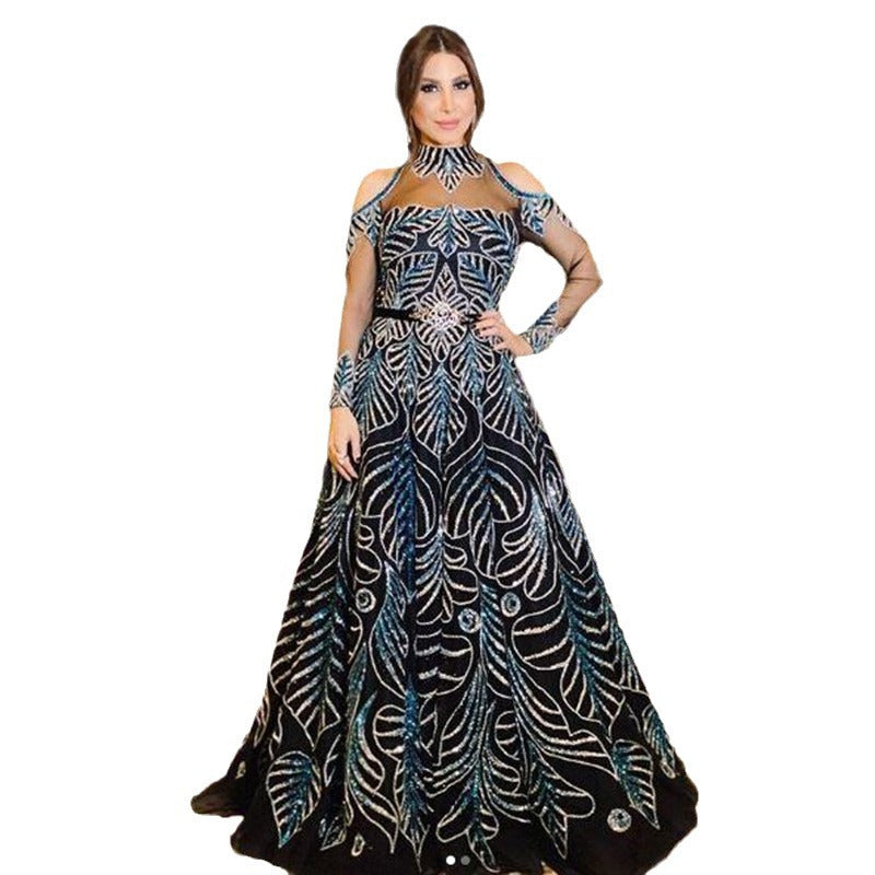 Women's Spring Summer Flare Party Evening Dress Formal Midi Dress Gown Black Tie