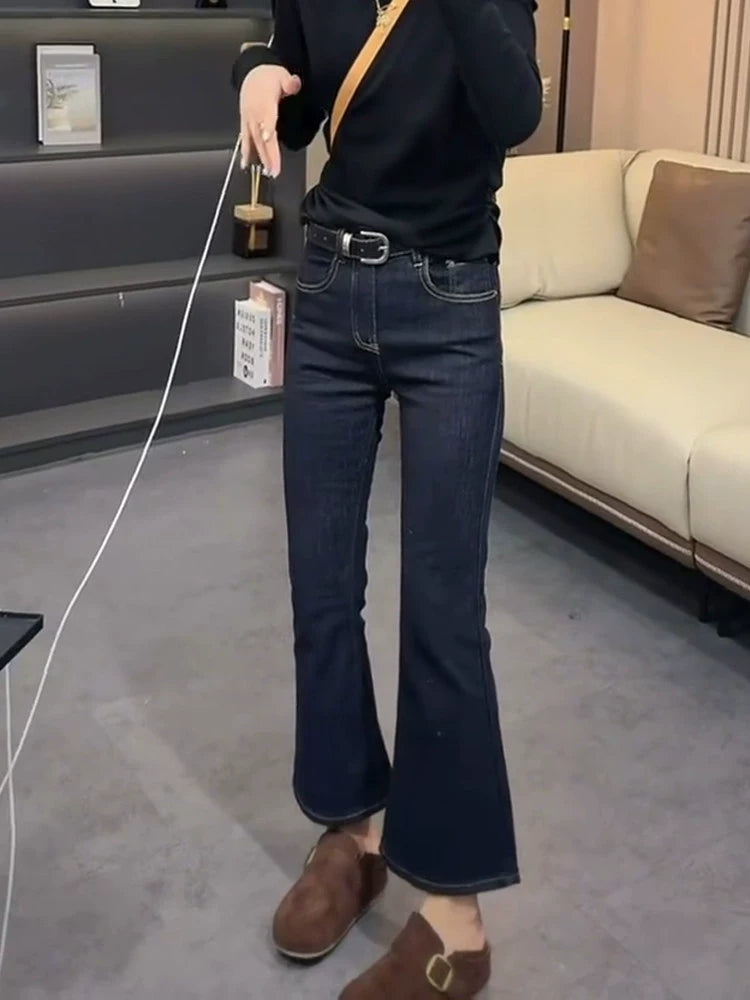 Women's High-waist Petite Plus Size Slim-fit Wide-leg Jeans for Casual Outfits Everyday Office Slimming Weekend Date Night