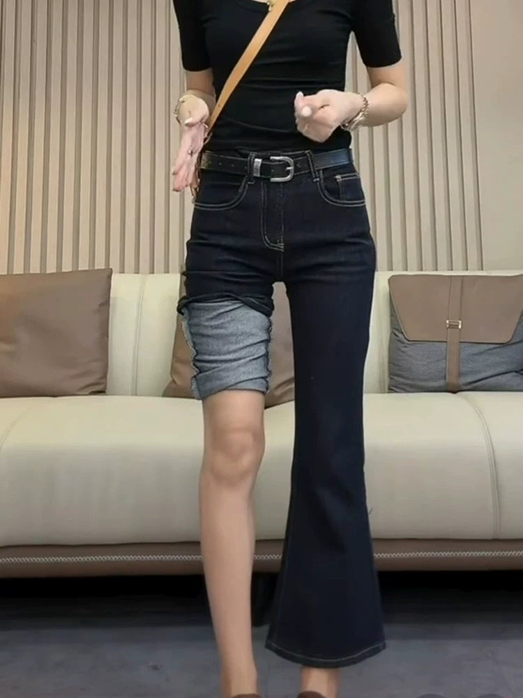 Women's High-waist Petite Plus Size Slim-fit Wide-leg Jeans for Casual Outfits Everyday Office Slimming Weekend Date Night
