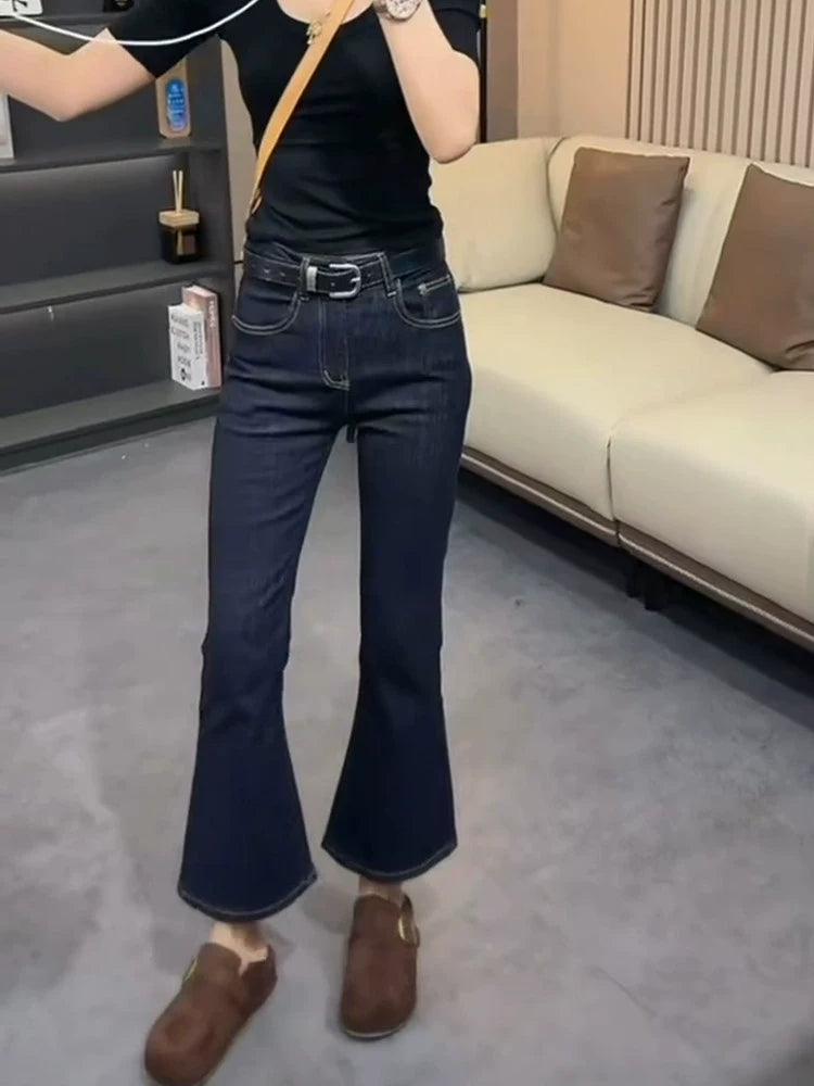 Women's High-waist Petite Plus Size Slim-fit Wide-leg Jeans for Casual Outfits Everyday Office Slimming Weekend Date Night