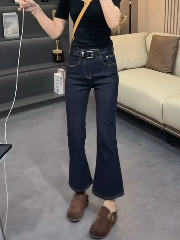 Women's High-waist Petite Plus Size Slim-fit Wide-leg Jeans for Casual Outfits Everyday Office Slimming Weekend Date Night