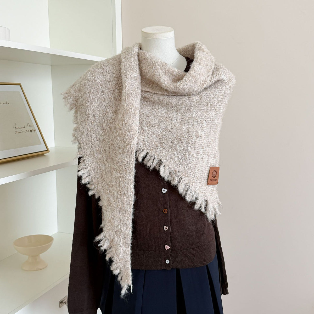 Women's Wool Tassel Fall Winter Knit Fleece-Lined Shawls Scarves Scarf Fashion Wrap
