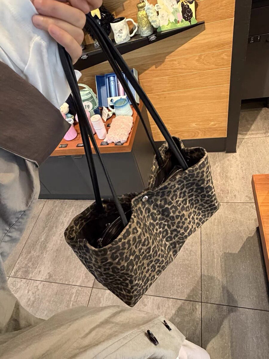Women's Large-Capacity Leopard Brown-Tone Tote Bag Shoulder Crossbody Purse Work and Travel Office