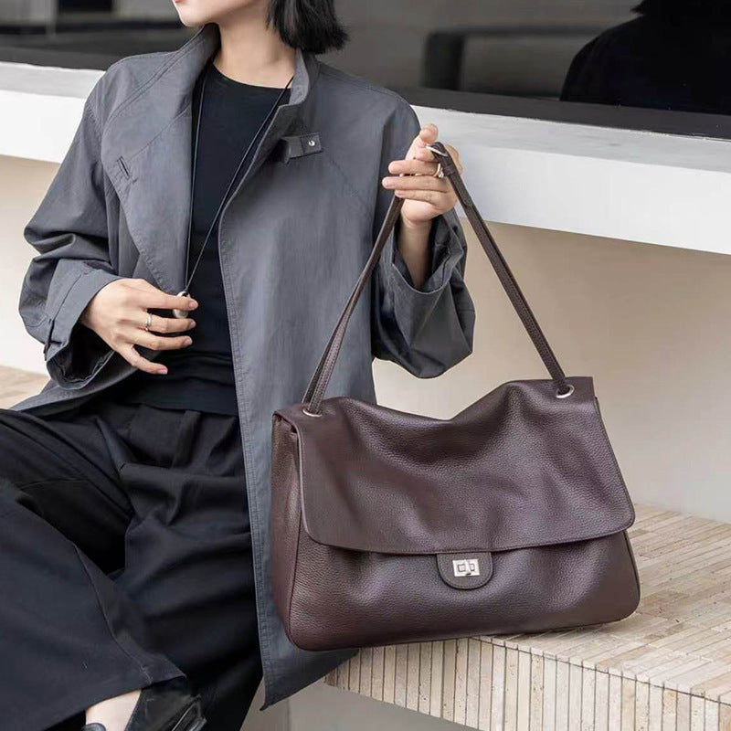 Women's Large-capacity Leather Casual Tote Bag Shoulder Crossbody Purse Versatile Work and Travel Office