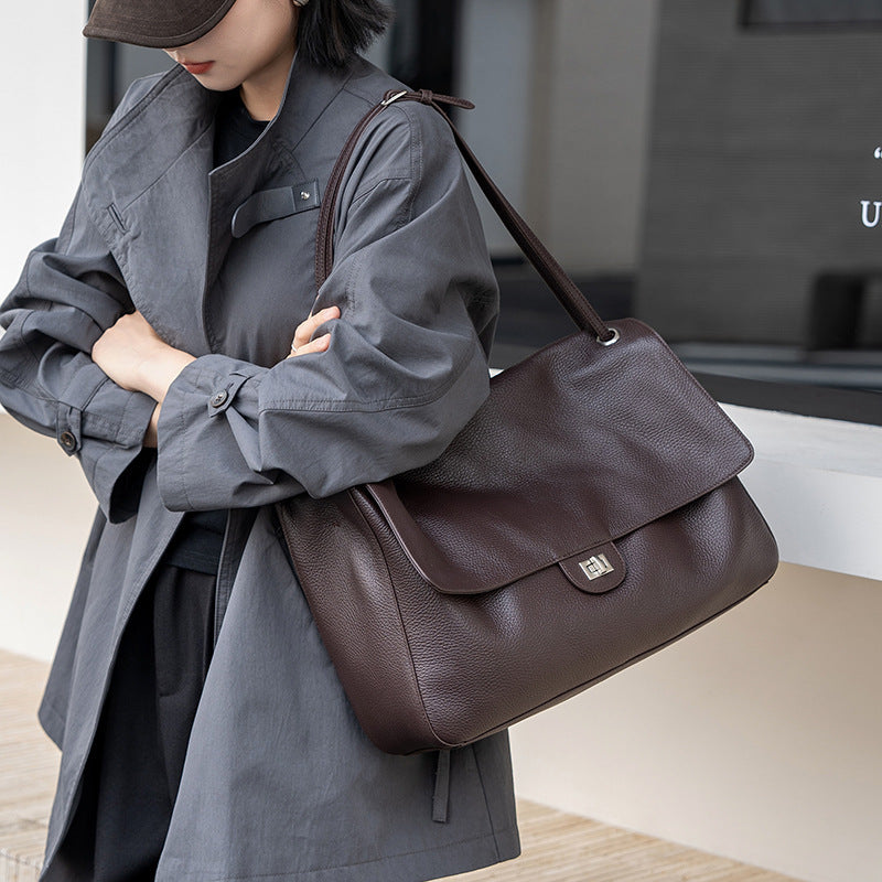 Women's Large-capacity Leather Casual Tote Bag Shoulder Crossbody Purse Versatile Work and Travel Office