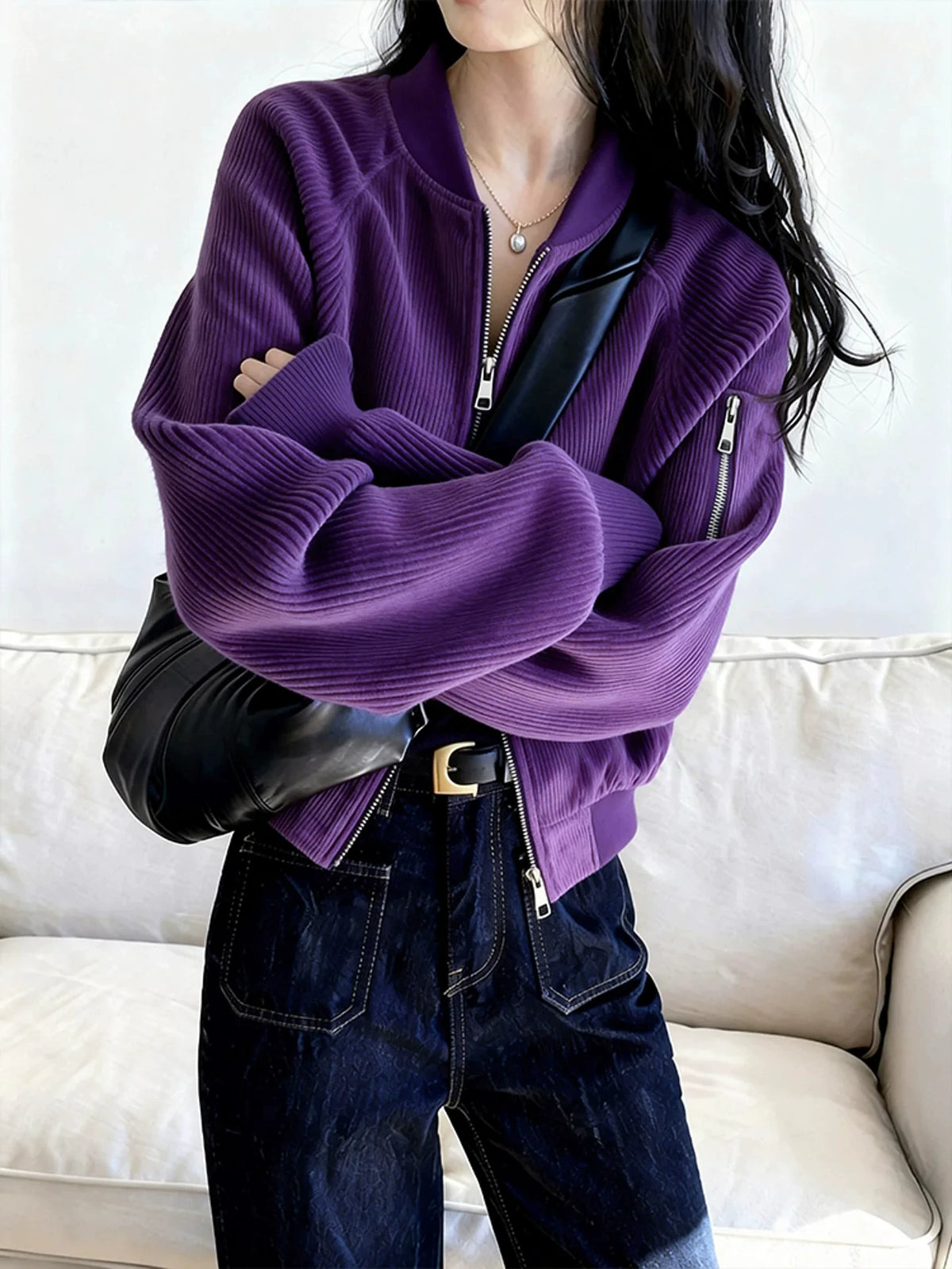 Women's Corduroy Petite Korean-Style Jacket Casual Coat for Cold Weather Fall Travel Outdoor Holiday