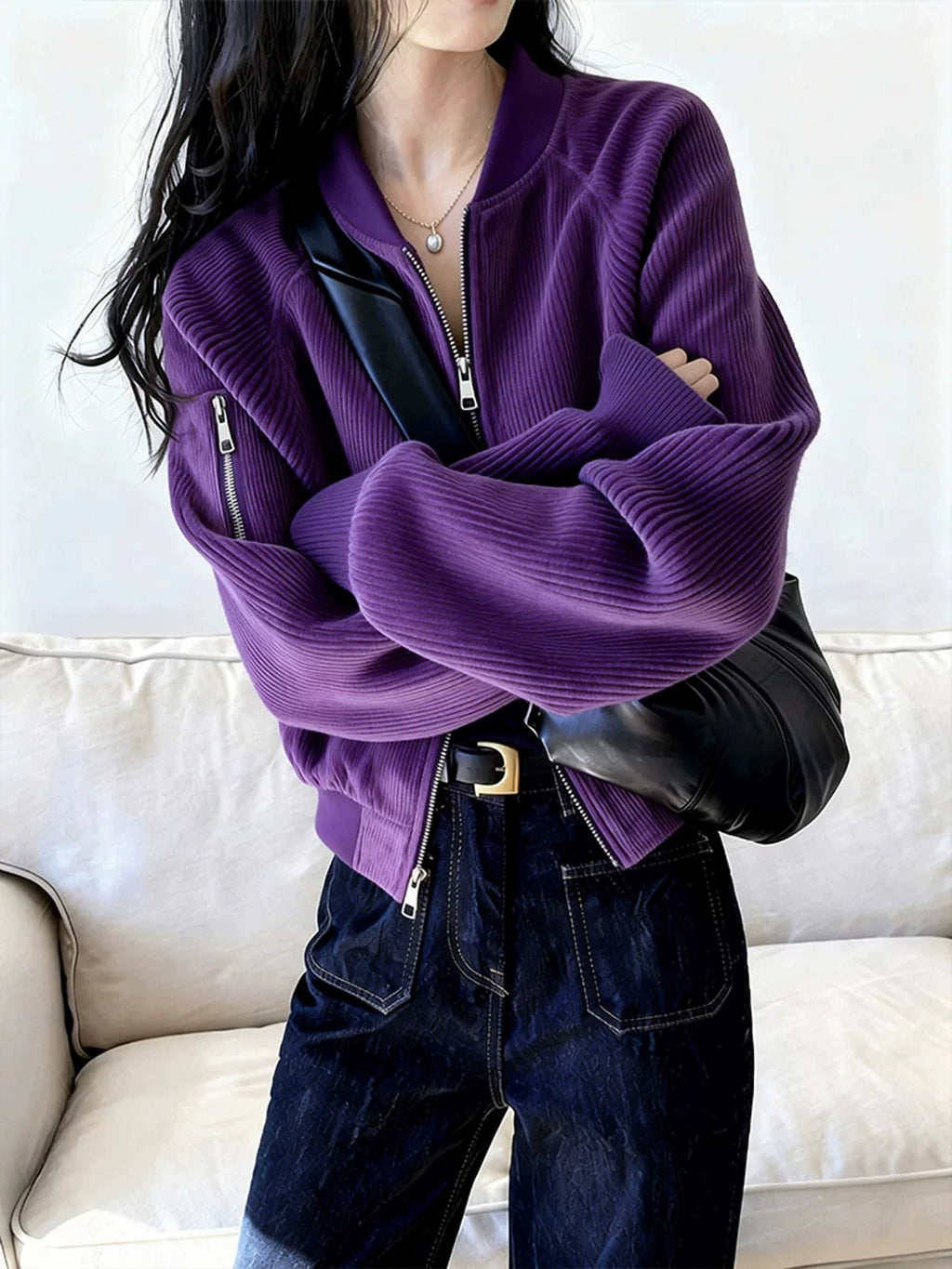 Women's Corduroy Petite Korean-Style Jacket Casual Coat for Cold Weather Fall Travel Outdoor Holiday
