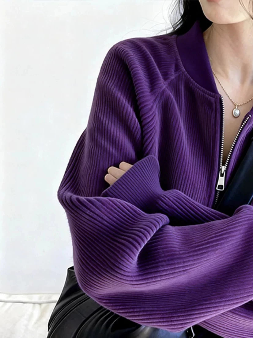 Women's Corduroy Petite Korean-Style Jacket Casual Coat for Cold Weather Fall Travel Outdoor Holiday