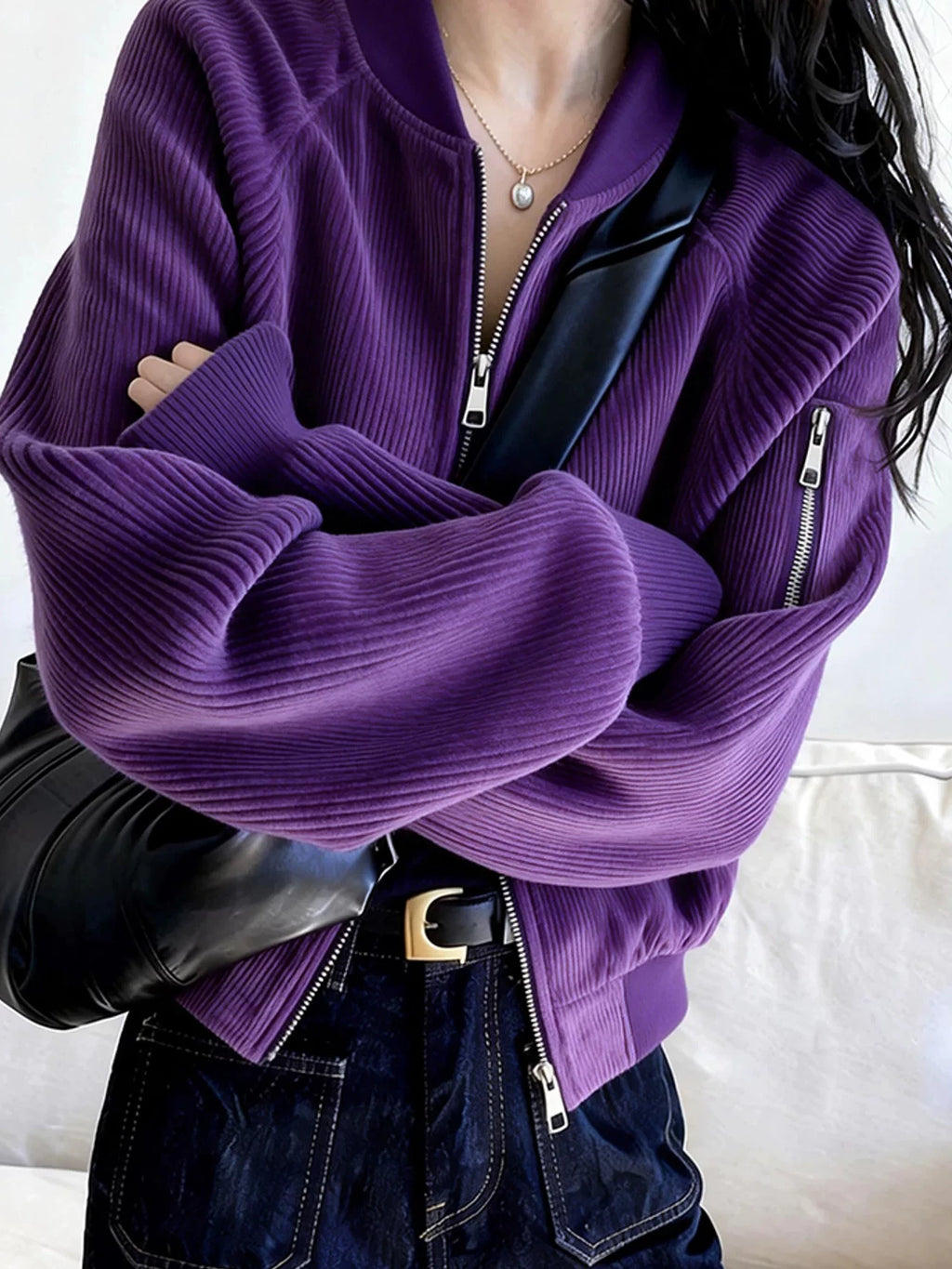 Women's Corduroy Petite Korean-Style Jacket Casual Coat for Cold Weather Fall Travel Outdoor Holiday