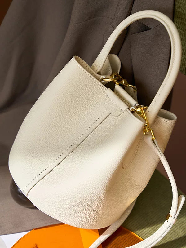 Women's Large-Capacity Leather Bucket Bag Drawstring Shoulder Purse Hobo for Everyday Use Travel Work Office School