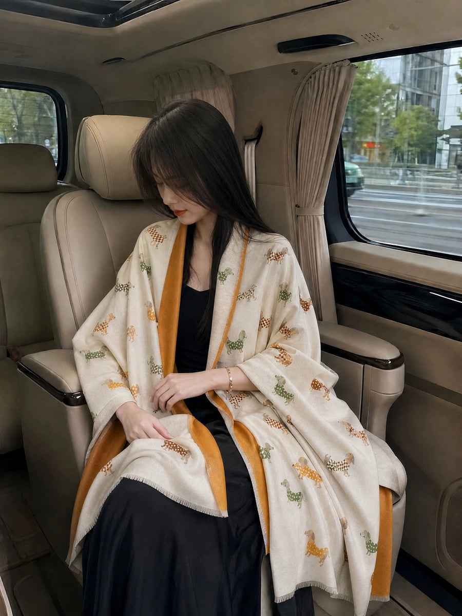 Women's Ethnic Fall Winter Thickened Fleece-Lined Knit Shawl for Office and Travel Evening Gift Holiday Gift
