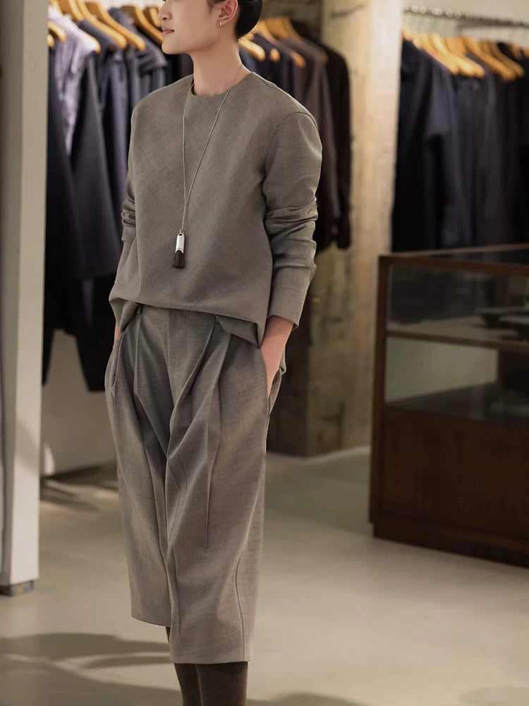 Women's Grey Office Oversized Quiet-Luxury Workwear Casual Two-Piece Set for Wedding Guest Business Travel Weekend At Home Vacation