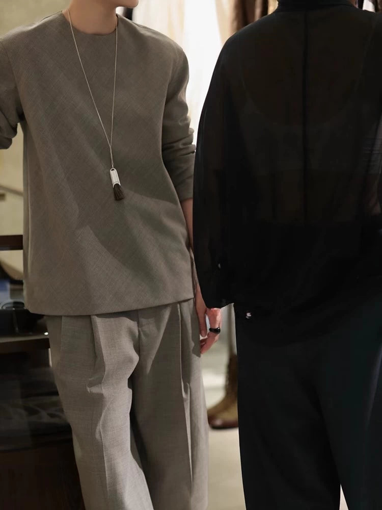 Women's Grey Office Oversized Quiet-Luxury Workwear Casual Two-Piece Set for Wedding Guest Business Travel Weekend At Home Vacation