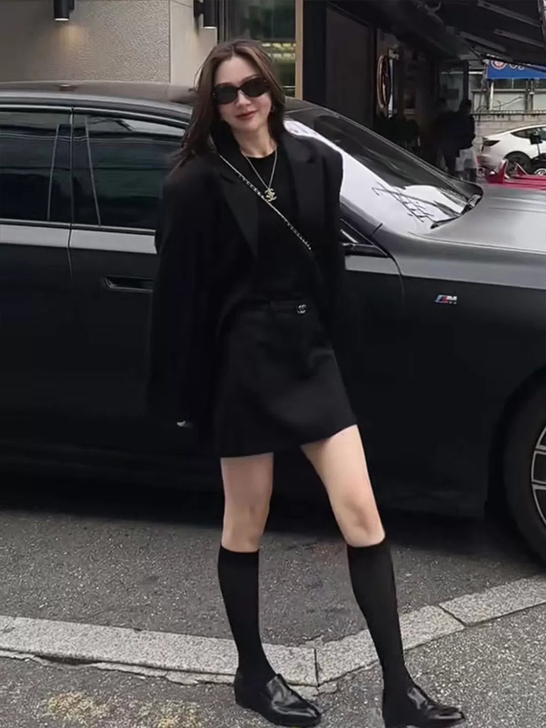Women's Black High-Waist Korean-Style Casual Blazer Office Workwear Jacket Business Holiday Date Night Spring Fall
