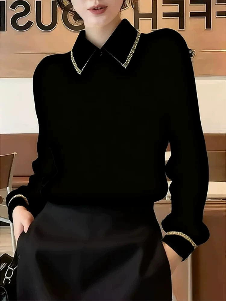 Women's Black Shirt for Office Outfits Business Casual Streetwear Weekend Everyday