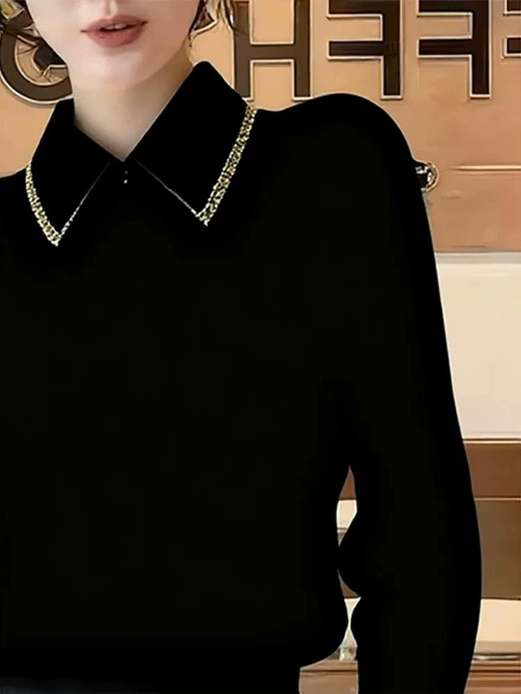 Women's Black Shirt for Office Outfits Business Casual Streetwear Weekend Everyday