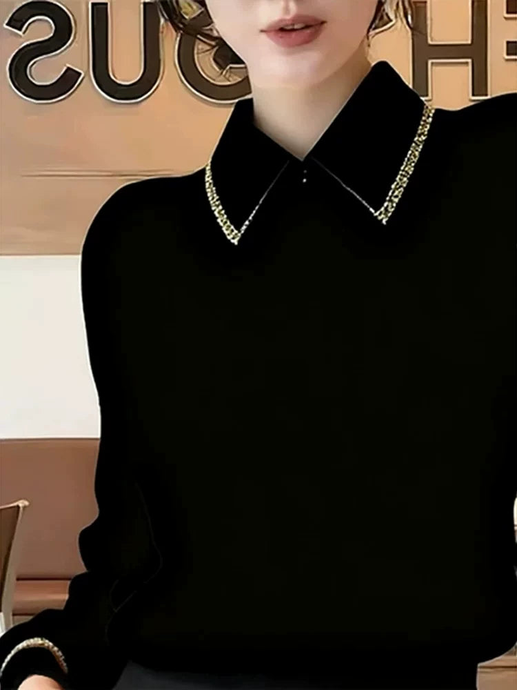 Women's Black Shirt for Office Outfits Business Casual Streetwear Weekend Everyday
