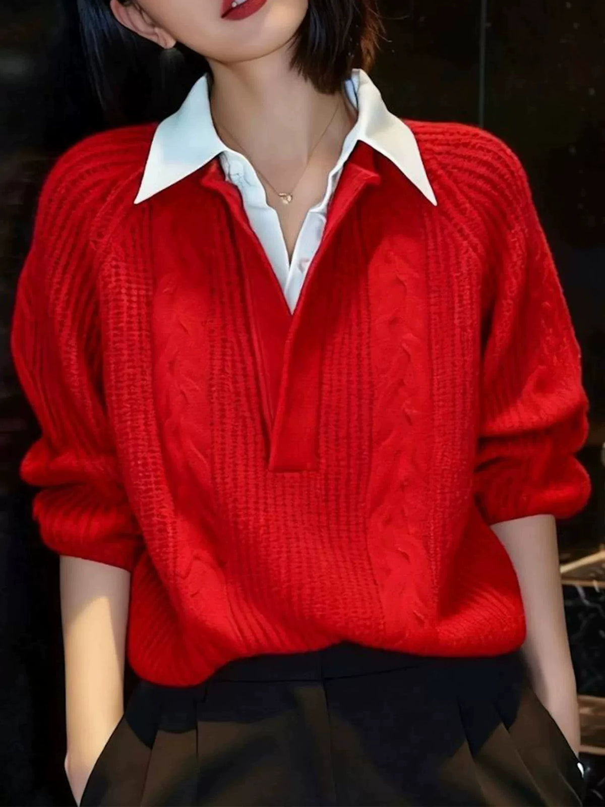 Women's Knit Lapel Layered Hoodie Color-Block Sweatshirt for Casual Streetwear Fall Travel and Weekend Everyday Date Night