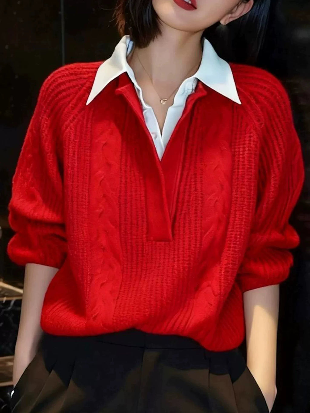 Women's Knit Lapel Layered Hoodie Color-Block Sweatshirt for Casual Streetwear Fall Travel and Weekend Everyday Date Night