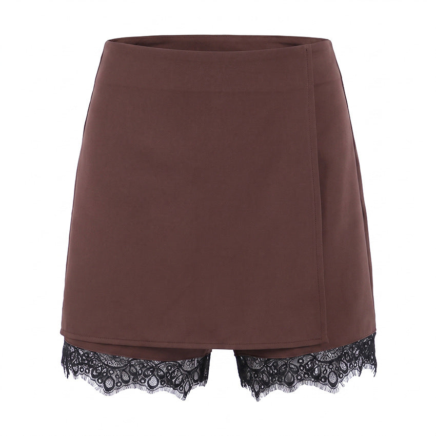 Women's Brown Lace High-waist Casual Clothing Top Outfit Weekend Everyday Fashion