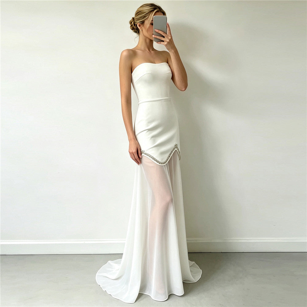 Women's Maxi Breathable Mesh Crystal Two-Piece Set for Office Workwear Wedding Guest Business Casual Travel Weekend At Home