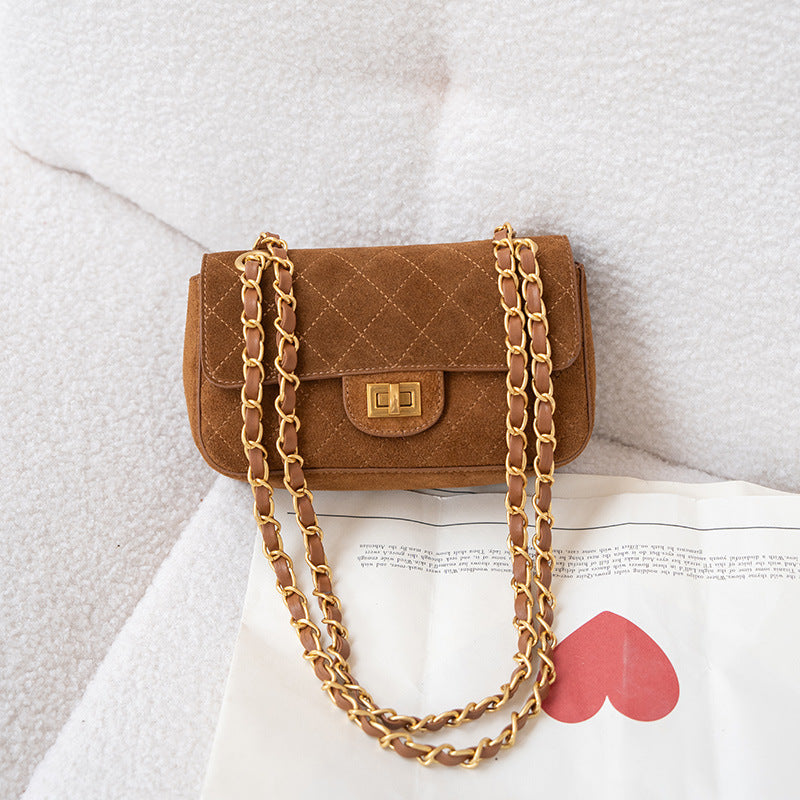Women's Large-Capacity Chain Frosted Fall Winter Suede Tweed-Style Tote Bag Shoulder Crossbody Purse Work and Travel Office