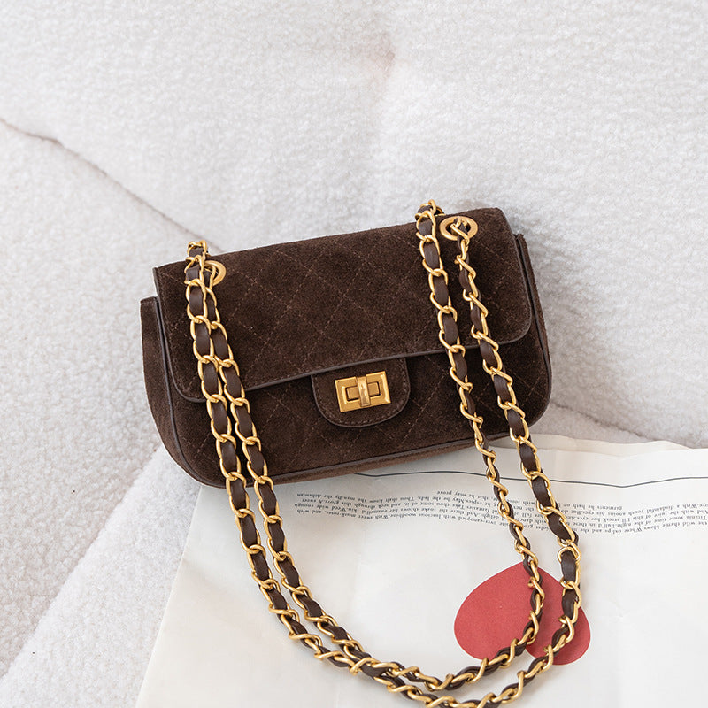 Women's Large-Capacity Chain Frosted Fall Winter Suede Tweed-Style Tote Bag Shoulder Crossbody Purse Work and Travel Office