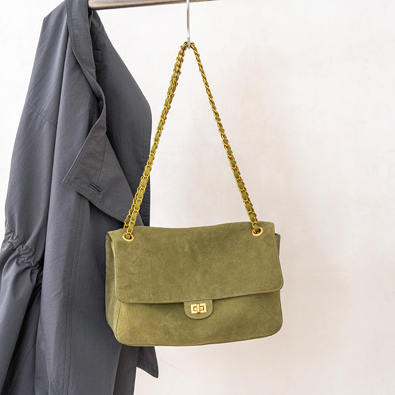 Women's Large-Capacity Chain Frosted Fall Winter Suede Tweed-Style Tote Bag Shoulder Crossbody Purse Work and Travel Office