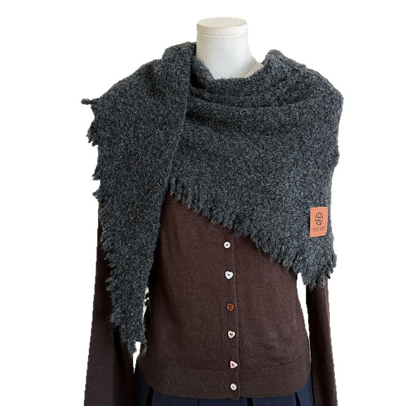 Women's Wool Tassel Fall Winter Knit Fleece-Lined Sleeveless Vest Base Layer Layering