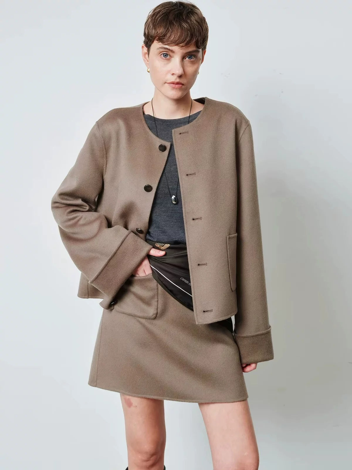 Women's Wool Fall Winter Retro Jacket Casual Coat for Cold Weather Travel Outdoor Holiday Date Night