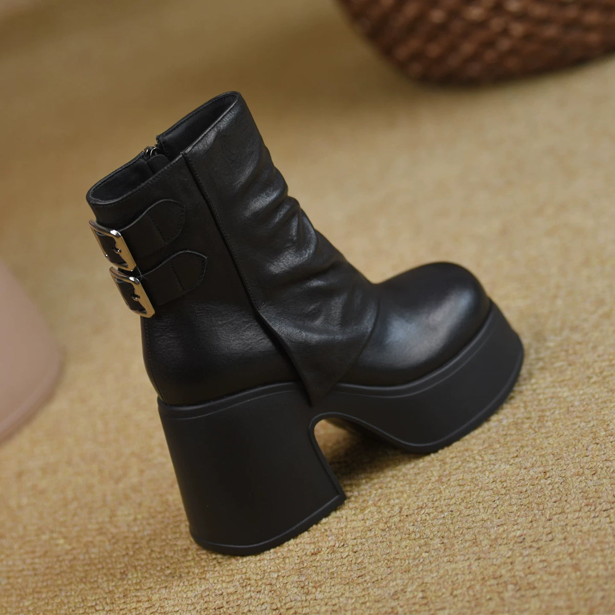 Women's Fall Winter Chunky Sole Platform Block Heel High Heel Side Zip Ankle Boots for Office and Weekend Streetwear Everyday Wear Date Night
