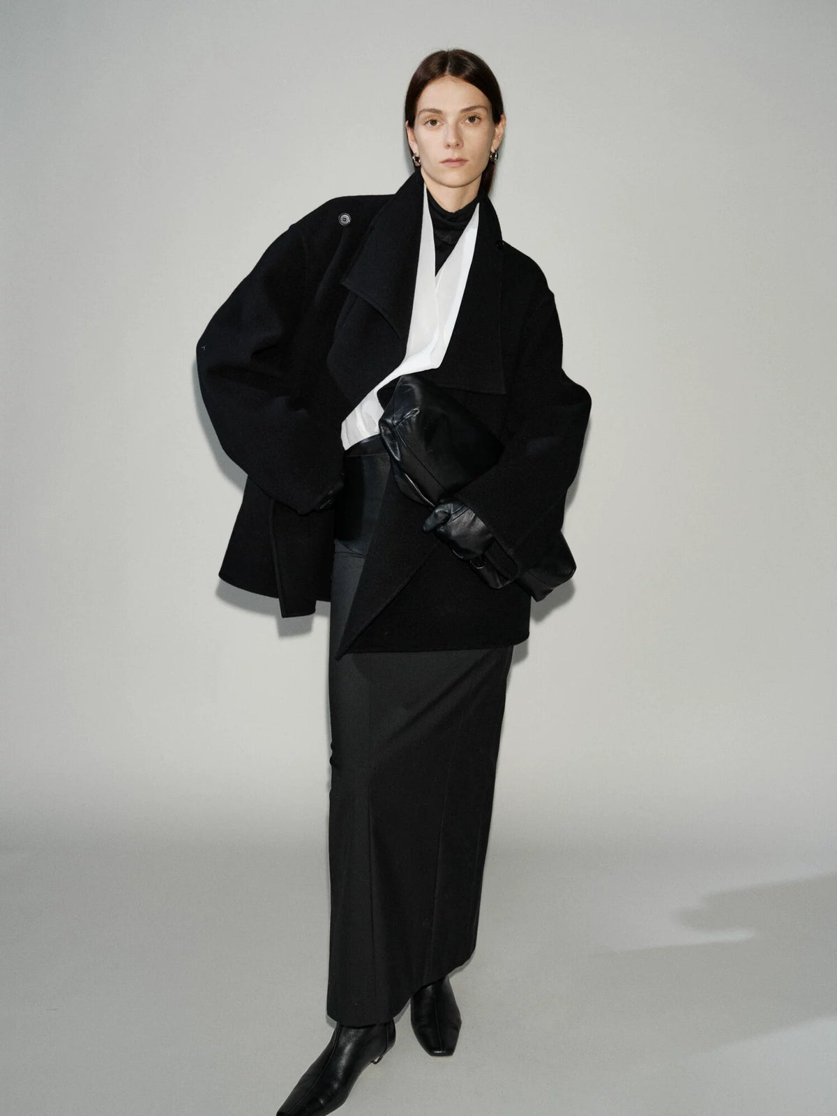 Women's Wool Fall Winter Open-Back Cowl-Neck Coat Wrap for Cold Weather Travel Office Holiday Date Night