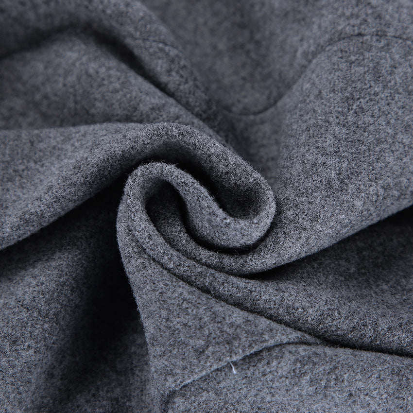 Women's Straight Grey Lace Office French-inspired Workwear Winter Coat Wrap Trench