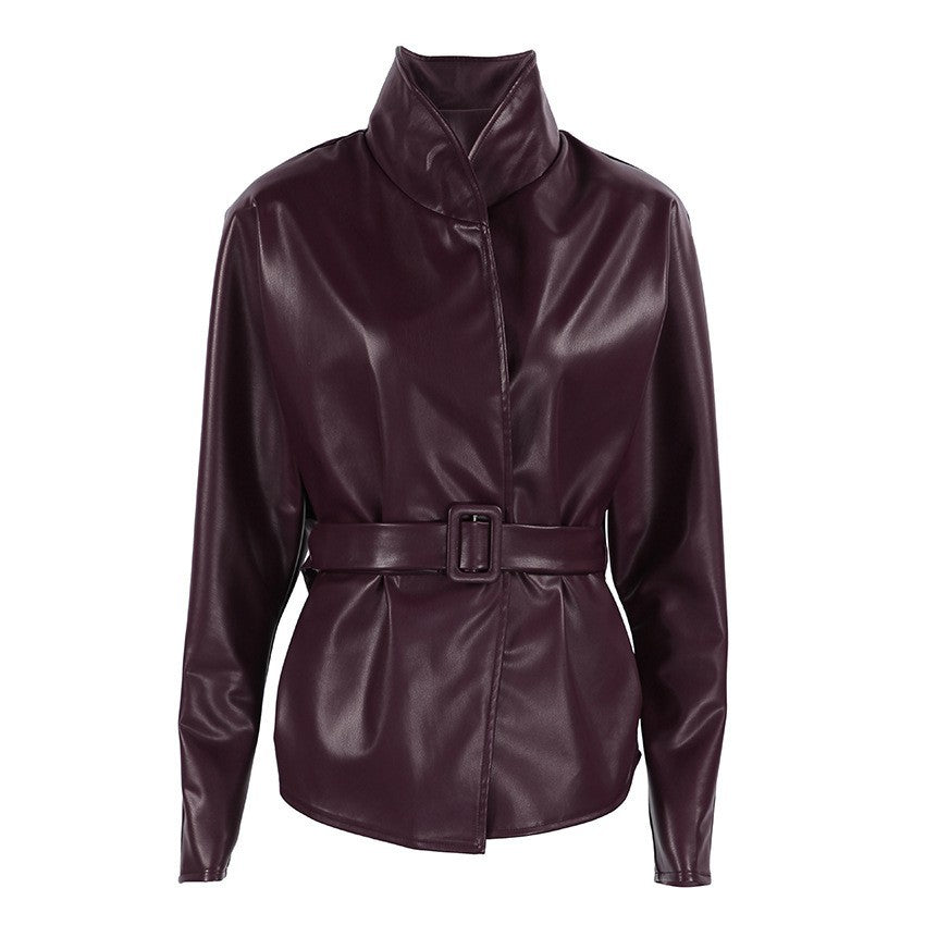 Women's Winter Burgundy Mandarin Collar Jacket Casual Coat Fall Outerwear Travel
