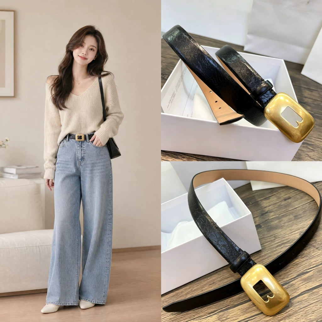 Women's Oxidized Leather Blazer Belt Retro Waist for Date Night Gift Party Designer Office Everyday