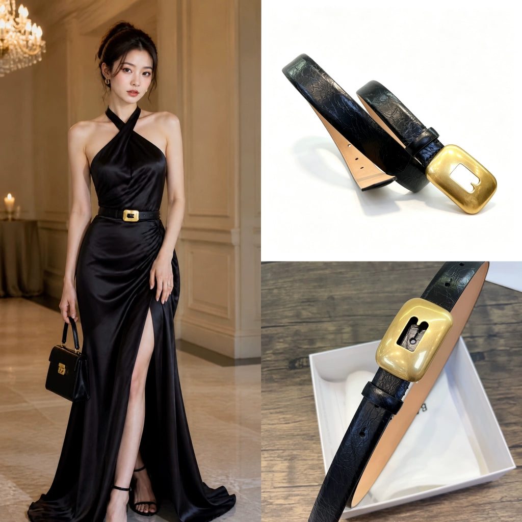Women's Oxidized Leather Blazer Belt Retro Waist for Date Night Gift Party Designer Office Everyday