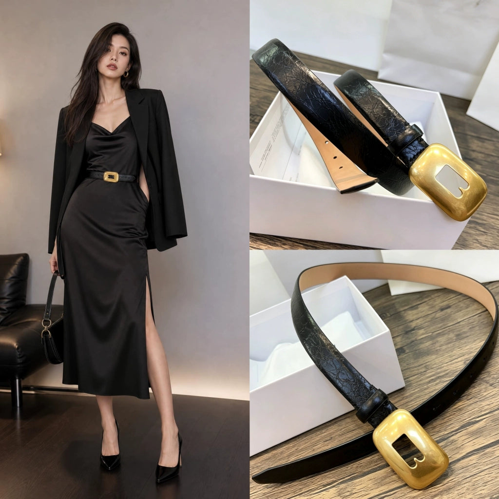 Women's Oxidized Leather Blazer Belt Retro Waist for Date Night Gift Party Designer Office Everyday