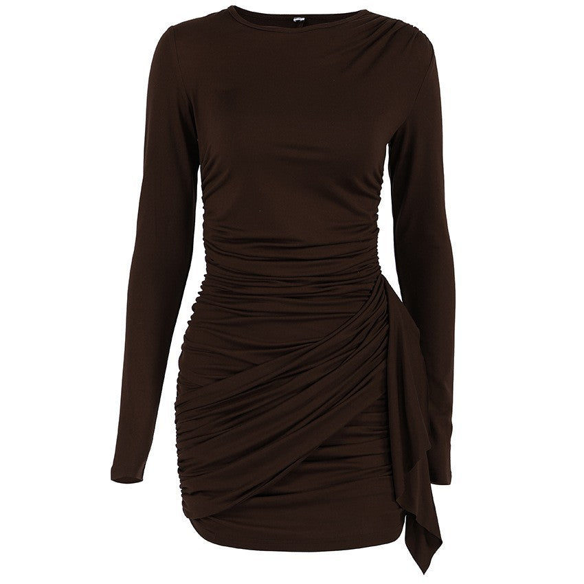 Women's Winter Knit Bodycon Long Sleeve Lace-Up Dress Party Evening Outfit Day Midi