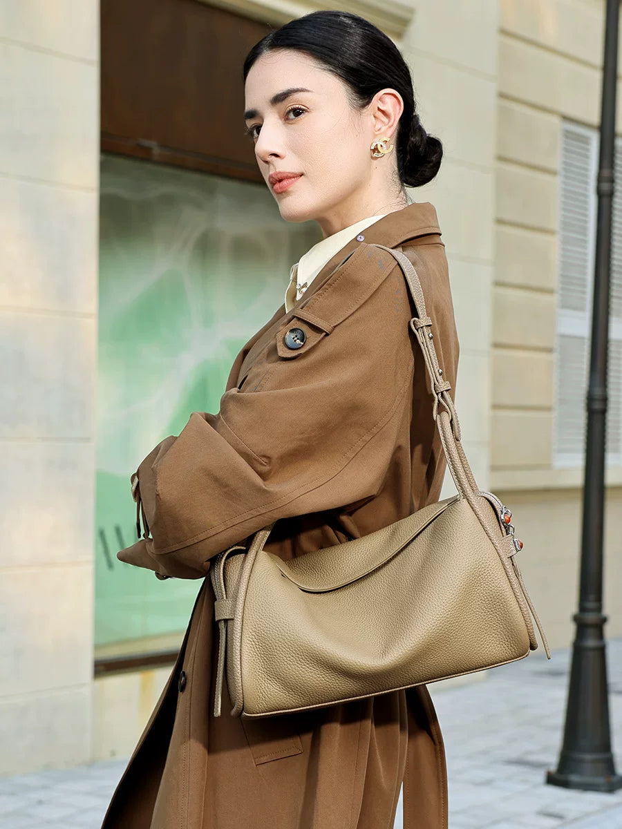 Women's Office Leather Brown-Tone Workwear Underarm Bag Crossbody for Travel and Sightseeing Everyday Casual Streetwear Date Night School