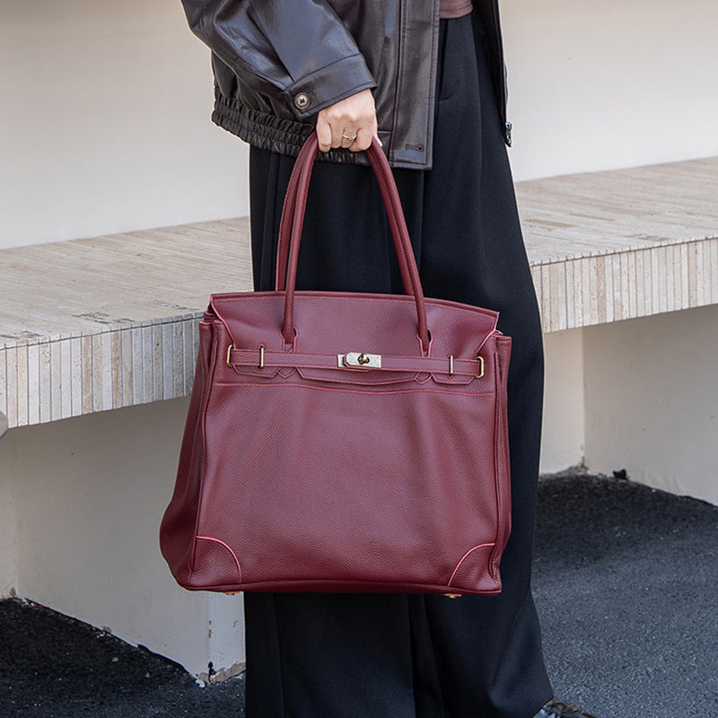 Women's Large-Capacity Leather Closed Toe Casual Tote Bag Shoulder Crossbody Purse Work and Travel Office