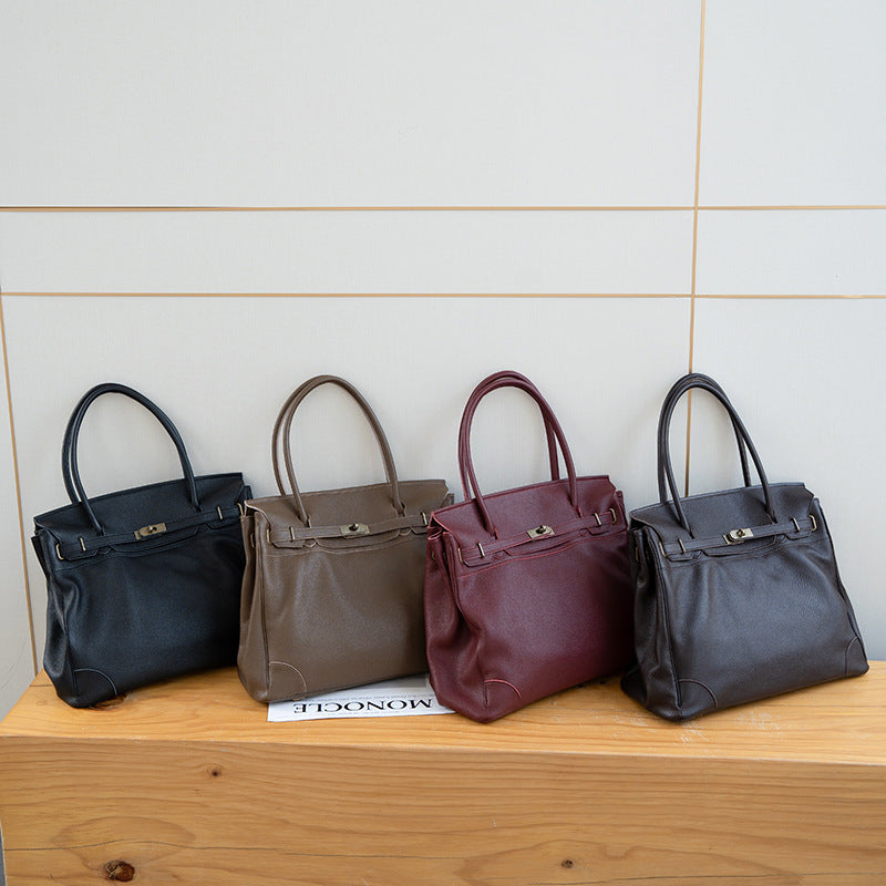 Women's Large-Capacity Leather Closed Toe Casual Tote Bag Shoulder Crossbody Purse Work and Travel Office