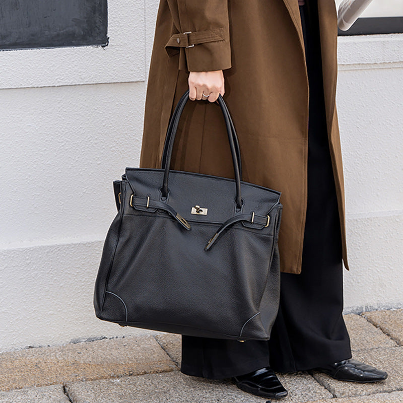 Women's Large-Capacity Leather Closed Toe Casual Tote Bag Shoulder Crossbody Purse Work and Travel Office